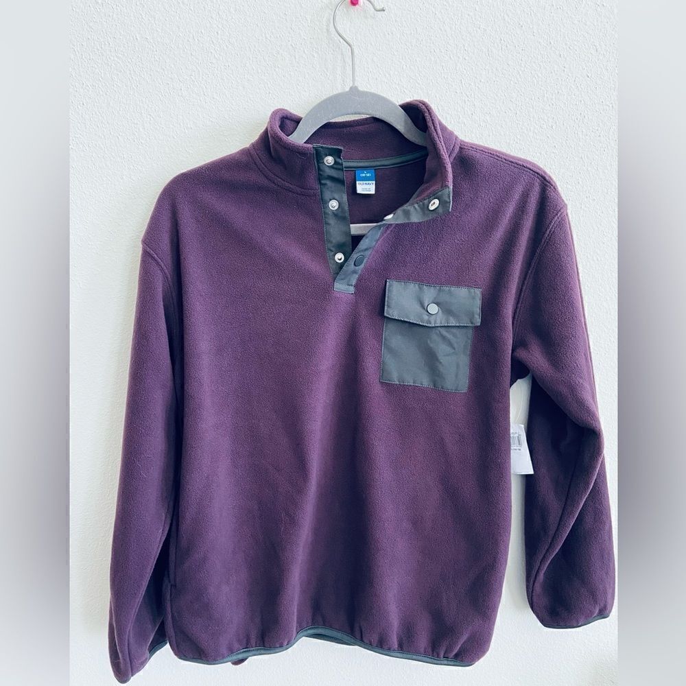 Old navy Mock K-neck snap front micro fleece pullover L 10-12